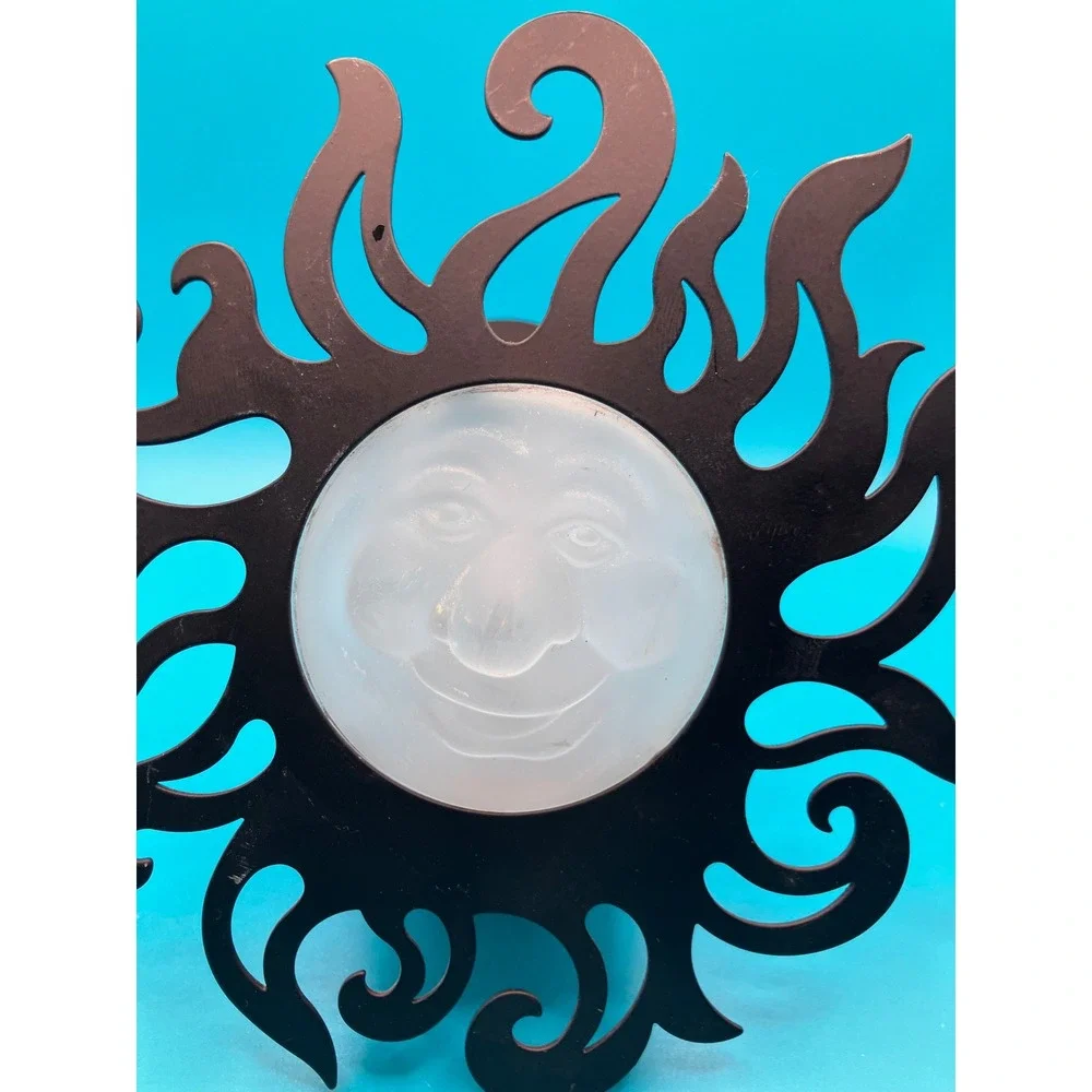 Vintage Partylite Sun Face Wall Sconce Candle Holder Metal Boho Celestial